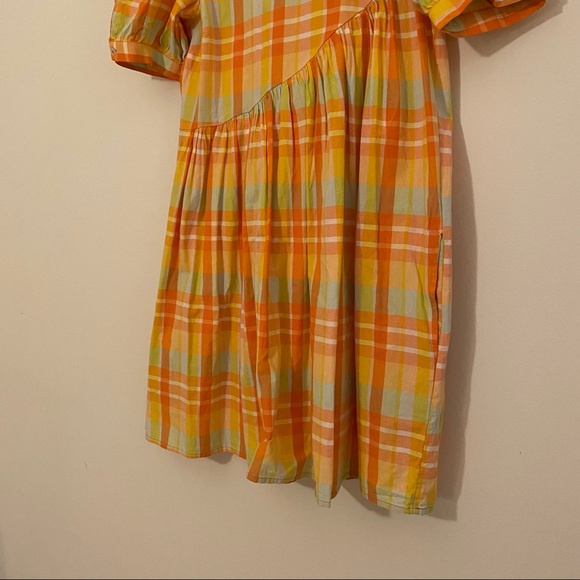 Urban Outfitters Orange Plaid Babydoll Dress - Picture 4 of 12